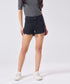 Frayed Hem Black Short